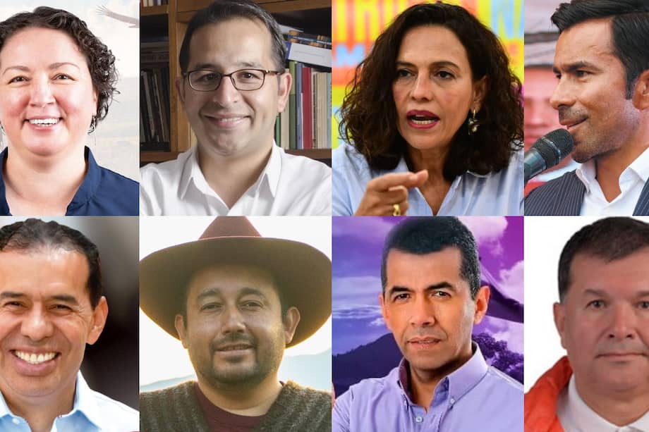 De izquierda a derecha: Liliana García (Pacto Histórico), Yeilor Torres (Compromiso y Dignidad), Nancy Gutiérrez (Centro Democrático), Jorge Rey (Colombia Renaciente), Alfredo Molina (En Marcha), Jorge Lozano (Verde Oxígeno), Ricardo López (Cundinamarca Nuestro Sueño) y Orlando Salcedo (Fuerza Ciudadana).