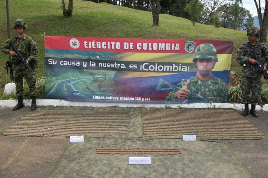 Material de guerra incautado por la Fuerza Pública en Antioquia. / Cortesía