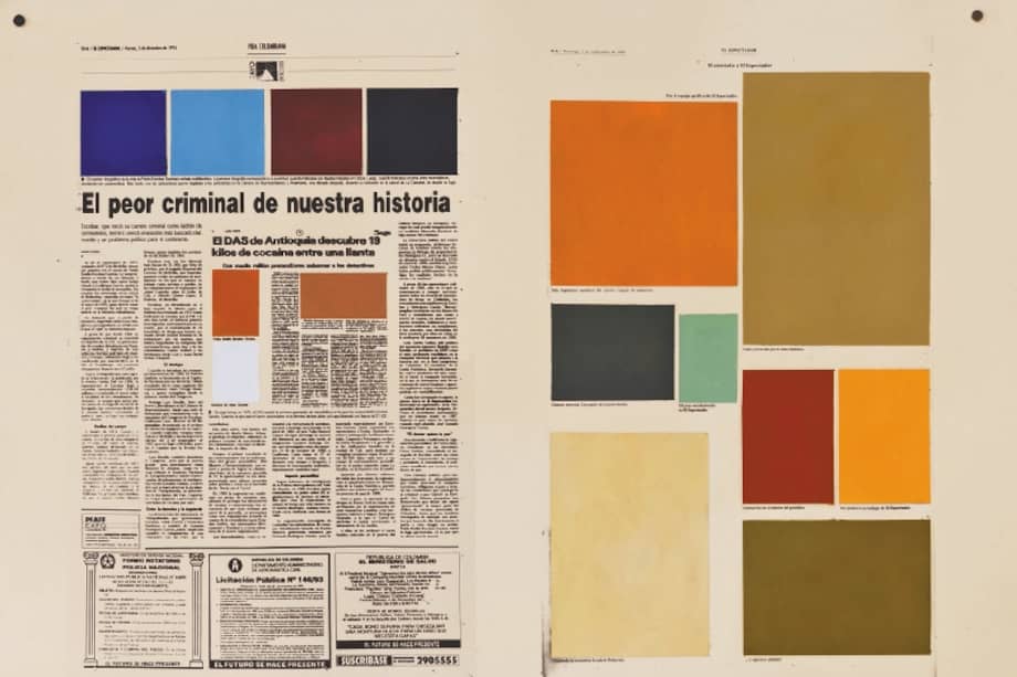 El bogotano Juan Laserna ganó el premio Luis Caballero en 2017. Ejemplo de página intervenida de El Espectador. / Artbo