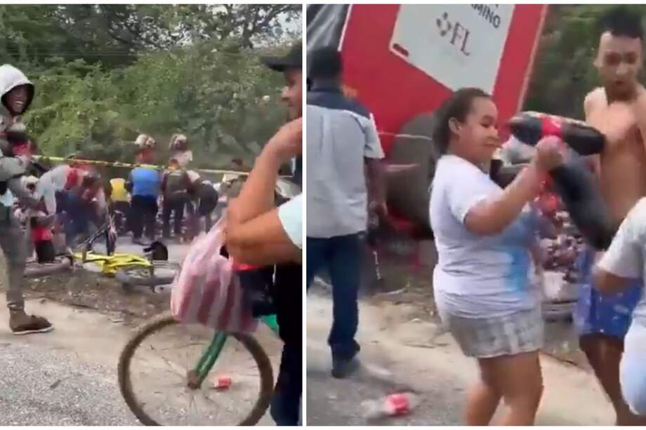 Las gaseosas, de la marca Coca Cola, fueron saqueadas tras el volcamiento del camión, cuyo conductor habría perdido el control por una presunta falla mecánica.