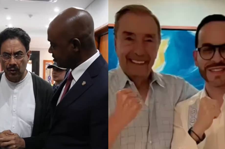 Iván Cepeda con Luis Gilberto Murillo y Fuad Char con Abelardo de la Espriella.