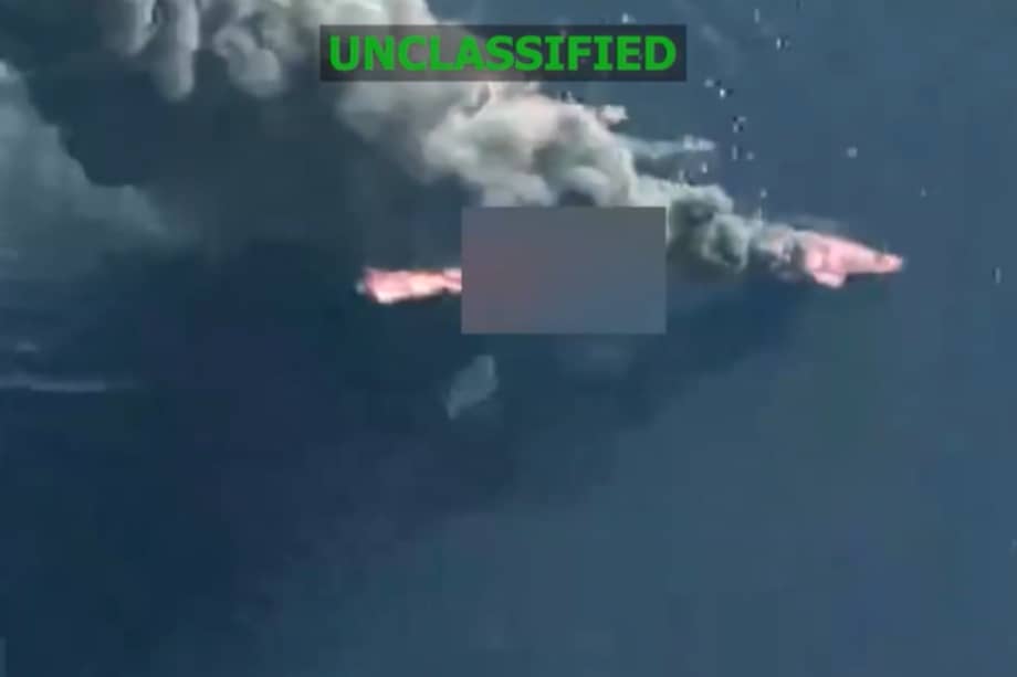 Pantallazo del video que usó el Comando Sur de Estados Unidos para mostrar la más reciente ofensiva contra narcolanchas en el Pacífico y el Caribe.