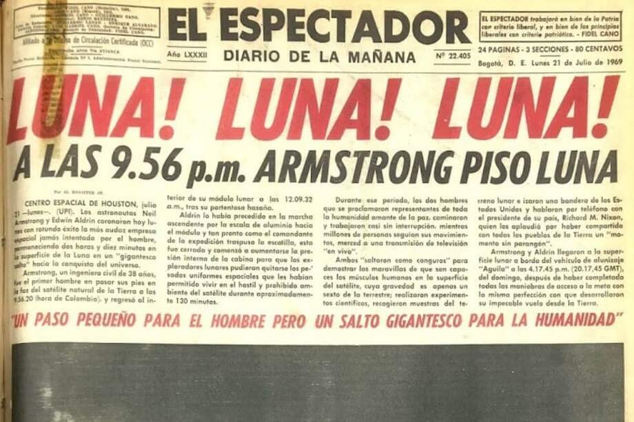 Así anunció este periódico la llegada a la Luna por Neil Armstrong. / Foto El Espectador