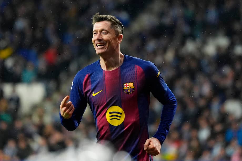 Robert Lewandowski, con la camiseta de Barcelona.