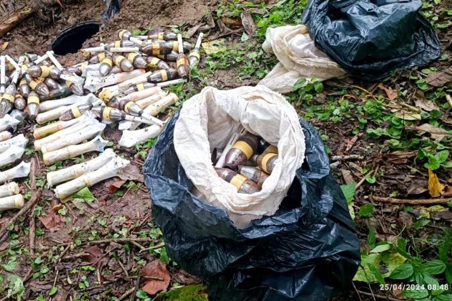 Artefactos decomisados por las Fuerzas Militares en Cauca.