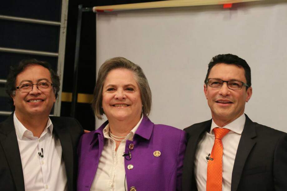 Los candidatos presidenciales Clara López, Gustavo Petro y Carlos Caicedo. / Cortesía