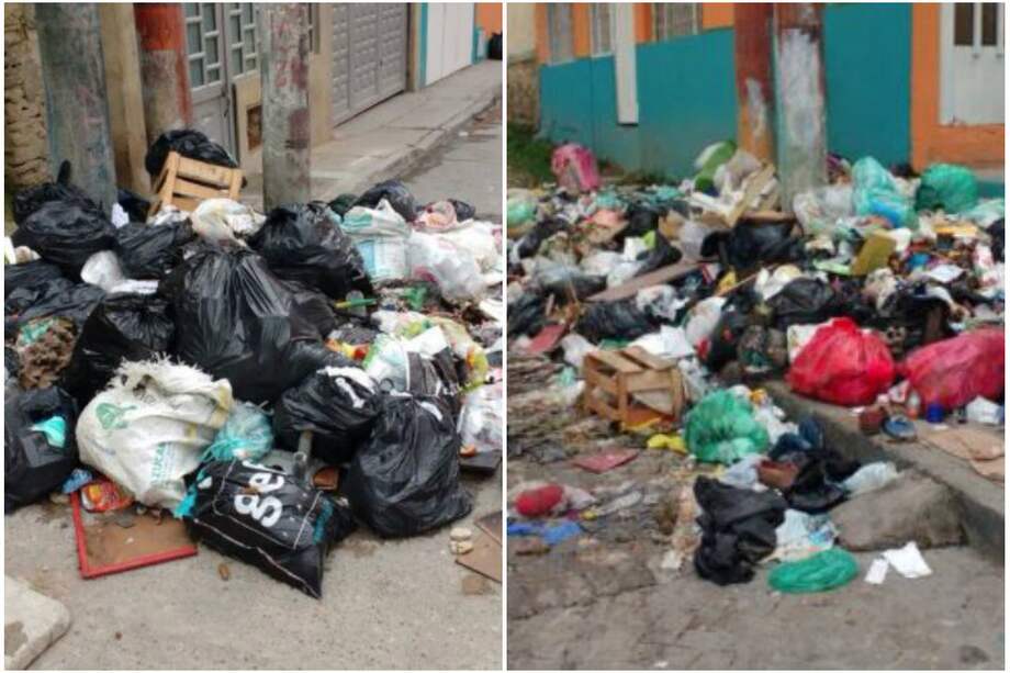 En redes sociales, ciudadanos reportan que las basuras no han sido recogidas. Estas fotos, tomadas este viernes 16 de febrero, corresponden a un registro en la localidad de Usaquén. / Foto: @Gabriel54972708