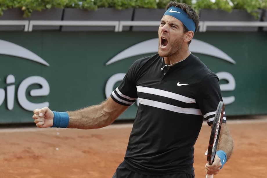 Juan Martín del Potro celebra su clasificación a cuartos de final de Roland Garros. / AFP
