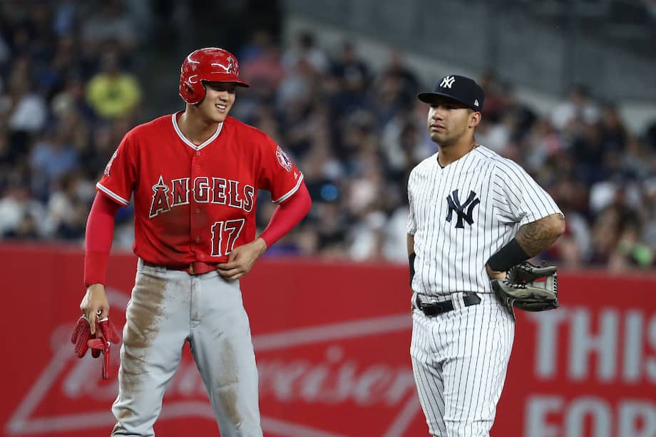 Gleyber Torres y Shohei Othani, dos de los novatos que están abriendo los ojos de propios y extraños en las Grandes Ligas. / AFP