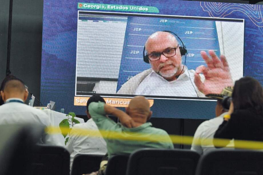 Salvatore Mancuso durante una audiencia virtual en Montería con la Jurisdicción Especial para la Paz.