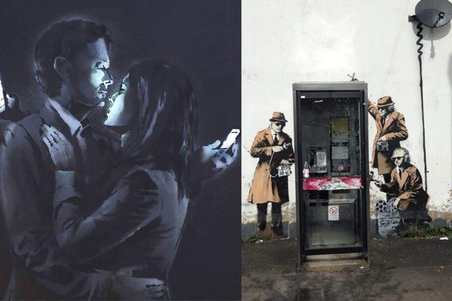 Nuevas obras de Banksy critican la vigilancia y la conectividad digital