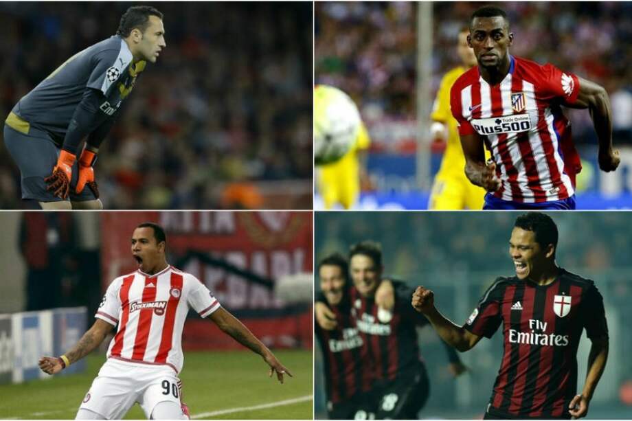 Algunos de los colombianos que estarán en acción esta semana en el fútbol del exterior.