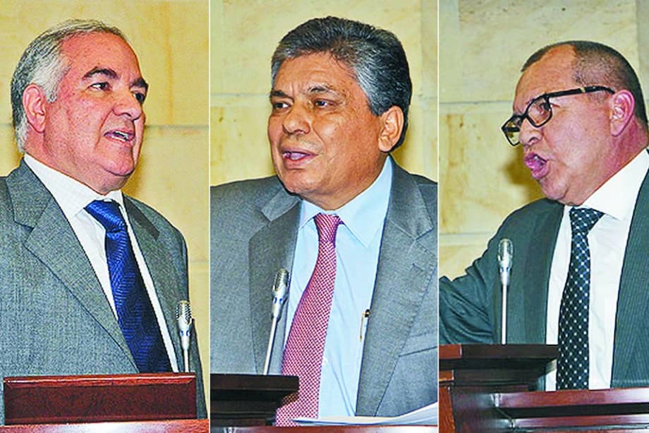 Los candidatos a la contraloría, el exprocurador Edgardo Maya y los exrepresentantes a la Cámara Gilberto Rondón y Carlos Ardilla. / Prensa Senado- Carlos Vargas