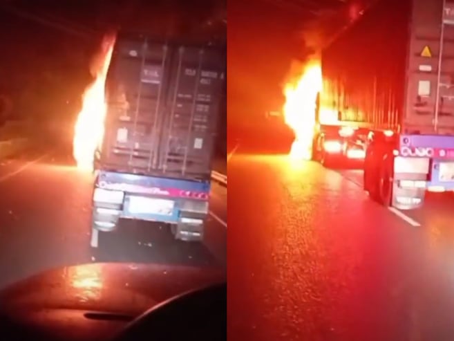 Incineran tractocamión en la vía Buenaventura; delincuentes vandalizaron contenedor