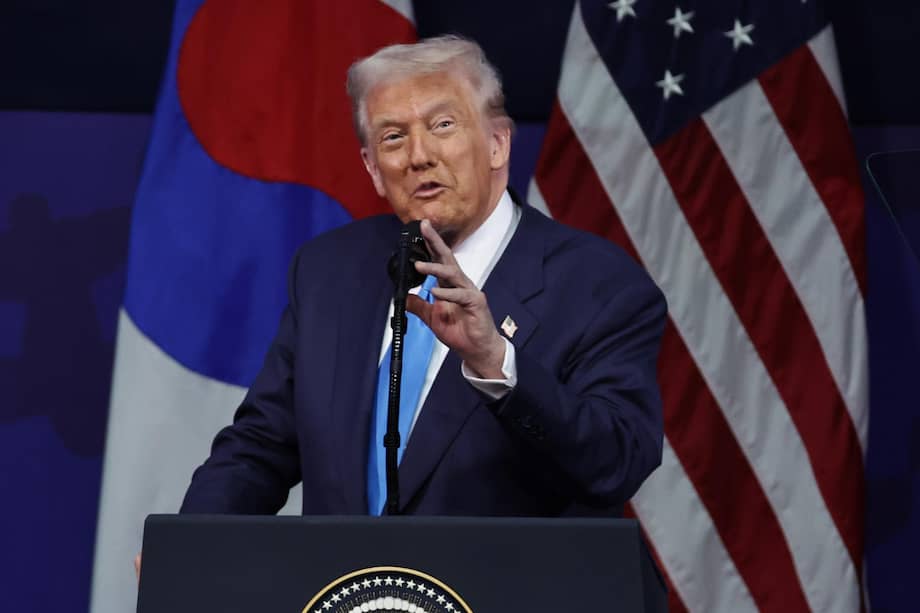 El presidente de Estados Unidos, Donald Trump, habla durante la Cumbre de Directores Ejecutivos de APEC Corea 2025 en Gyeongju, Corea del Sur, el 29 de octubre de 2025.