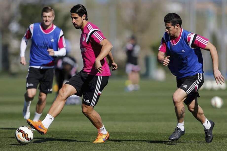 James Rodríguez en el entrenamiento del jueves del Real Madrid. Foto: Real Madrid