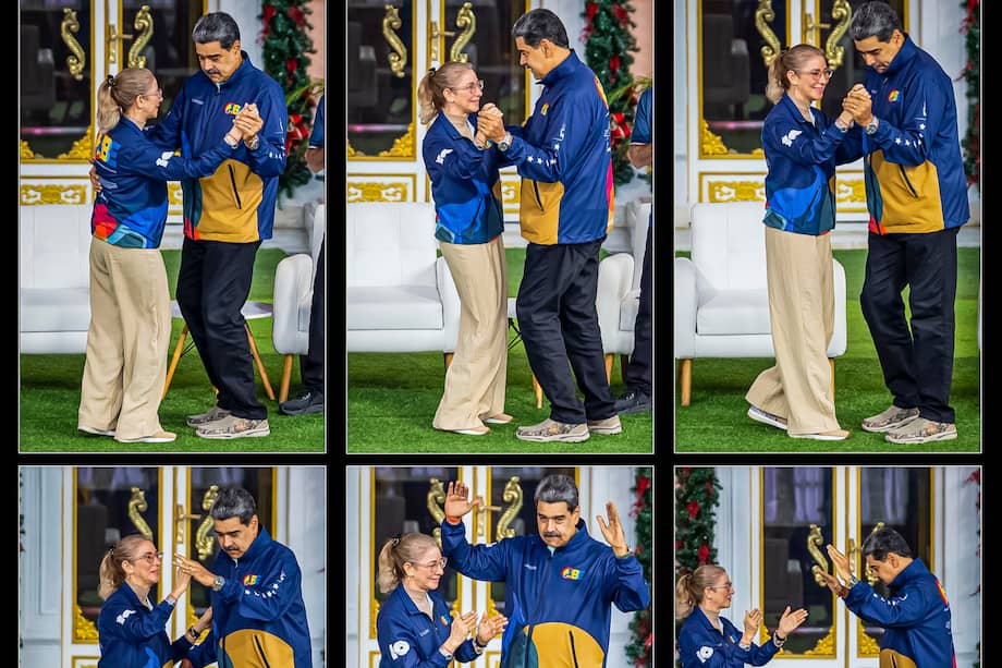 Nicolás Maduro baila Cilia Flores en el palacio presidencial de Miraflores, en Caracas (Venezuela).