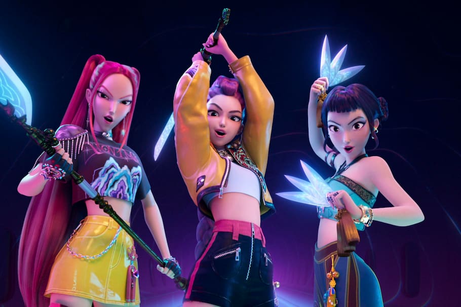 Fotograma de la película 'Las guerreras K-Pop'. La animación asiática ha sido uno de los platos fuertes de la industria cinematográfica de 2025 con tres superproducciones que curiosamente giran en torno a fuerzas demoníacas, 'Las guerreras K-Pop', 'Guardianes de la noche: Kimetsu no Yaiba – La fortaleza infinita' y 'Ne Zha 2'.