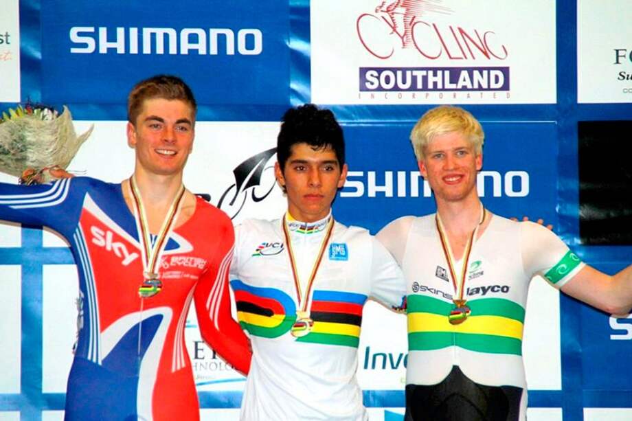 El colombiano Fernando Gaviria en lo más alto del podio en el Mundial Juvenil de Ciclismo / Tomada de ciclismodecolombia.com