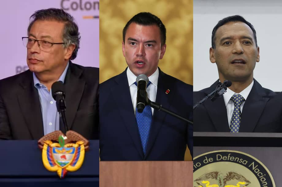 Presidente Gustavo Petro, presidente Daniel Noboa y ministro de Defensa, Petro Sánchez.
