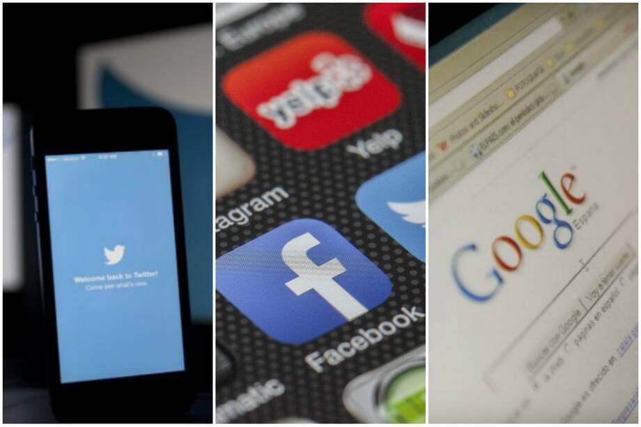 Twitter, Facebook y Google. / Pixabay y AFP
