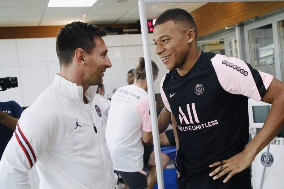 Lionel Messi se encontró por primera vez con Kylian Mbappé en el entrenamiento de PSG.