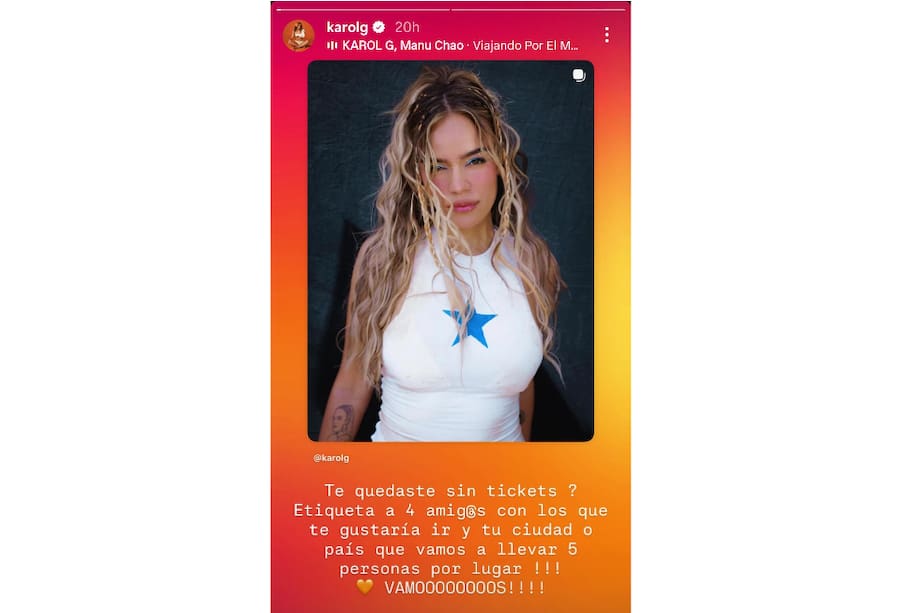 Karol G ofrece boletas gratis para conciertos de la gira ‘Viajando por el mundo Tropitour’