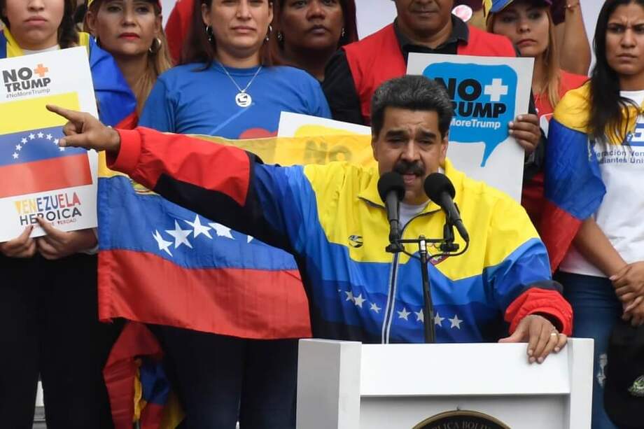 Nicolás Maduro durante congregación chavista el día de hoy.