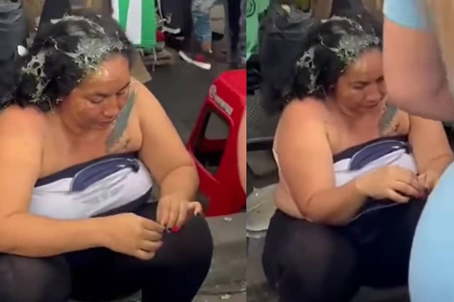 Una mujer fue sorprendida robando en zona comercial de Medellín y vendedores le llenaron el cabello de pegante.