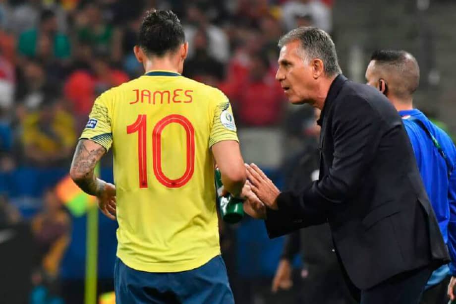 James Rodríguez y Carlos Queiroz. / Archivo