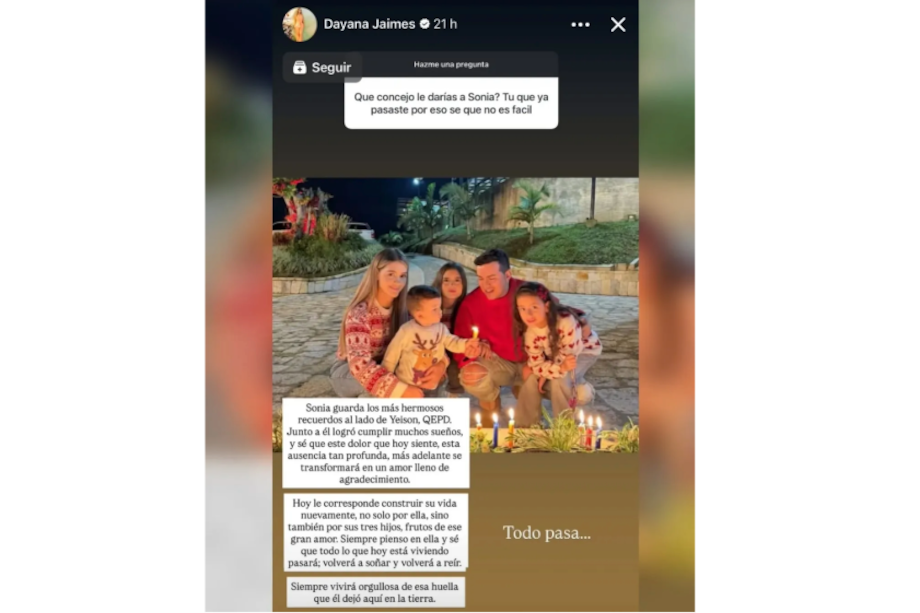 Esta fue la publicación que Dayana Jaimes dedicó a Sonia Restrepo.