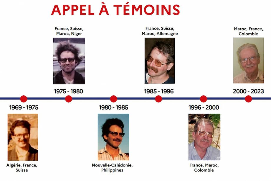 Imagen difundida por la Gendarmería de Francia muestra el llamado público para identificar víctimas de Jacques Leveugle, acusado de abusos sexuales contra 89 menores.