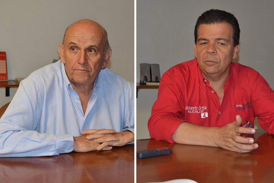 Maurice Armitage (izq) y Roberto Ortiz (der) putean en las encuentas por la alcaldía de Cali. / Cortesía Diario de Occidente