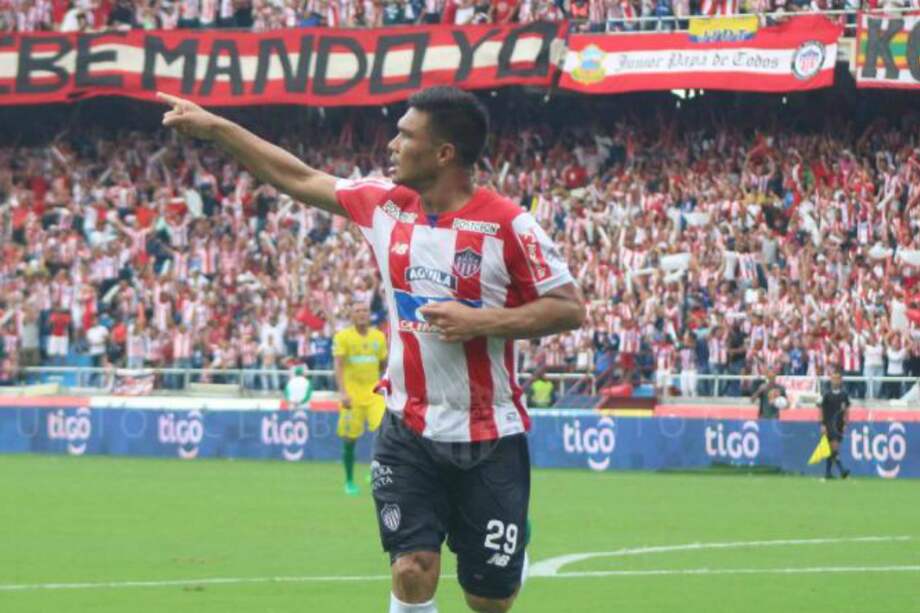 Teófilo Gutiérrez celebra el gol que abrió el marcador en el Metropolitano. / Didier Cano - Junior FC