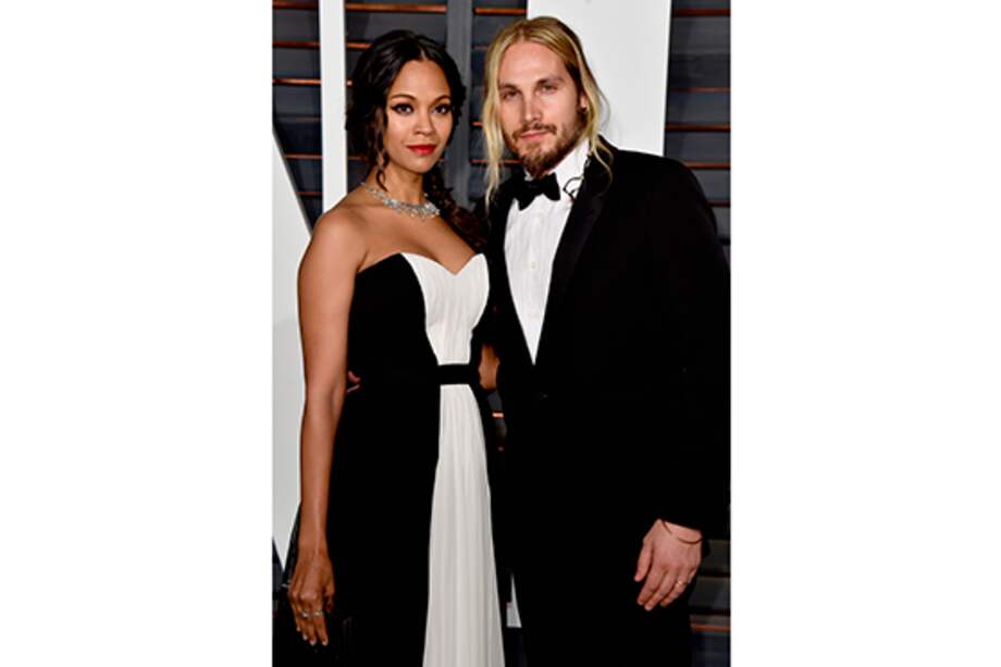 Zoe Saldaña y Marco Perego. / AFP