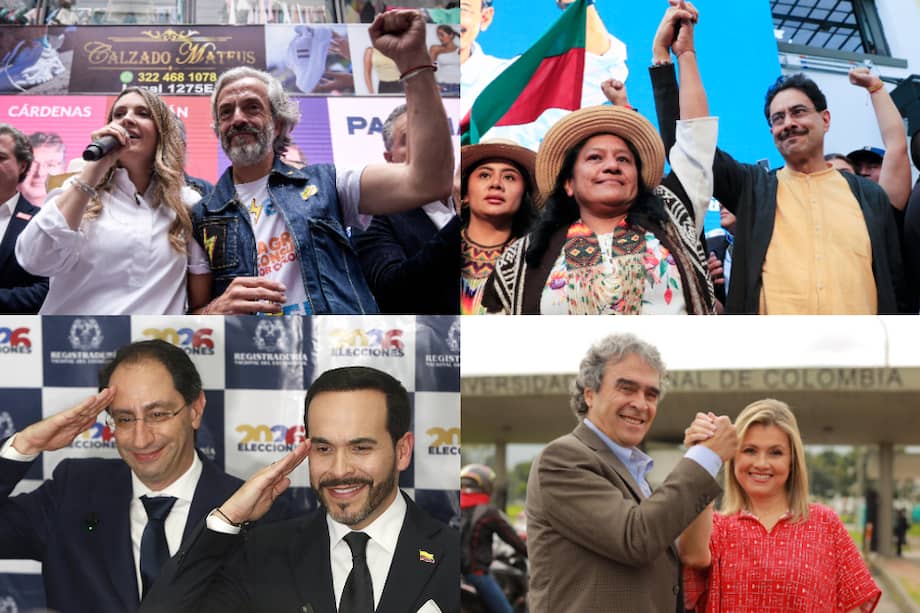 Paloma Valencia y Juan Daniel Oviedo; Aida Quilcué e Iván Cepeda; Juan Manuel Restrepo y Abelardo De La Espriella y Sergio Fajardo con Edna Bonilla.