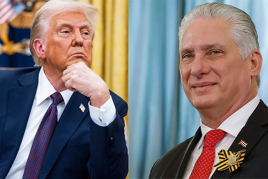 Eel presidente de los Estados Unidos, Donald Trump (i), y el presidente de Cuba Miguel Díaz-Canel.