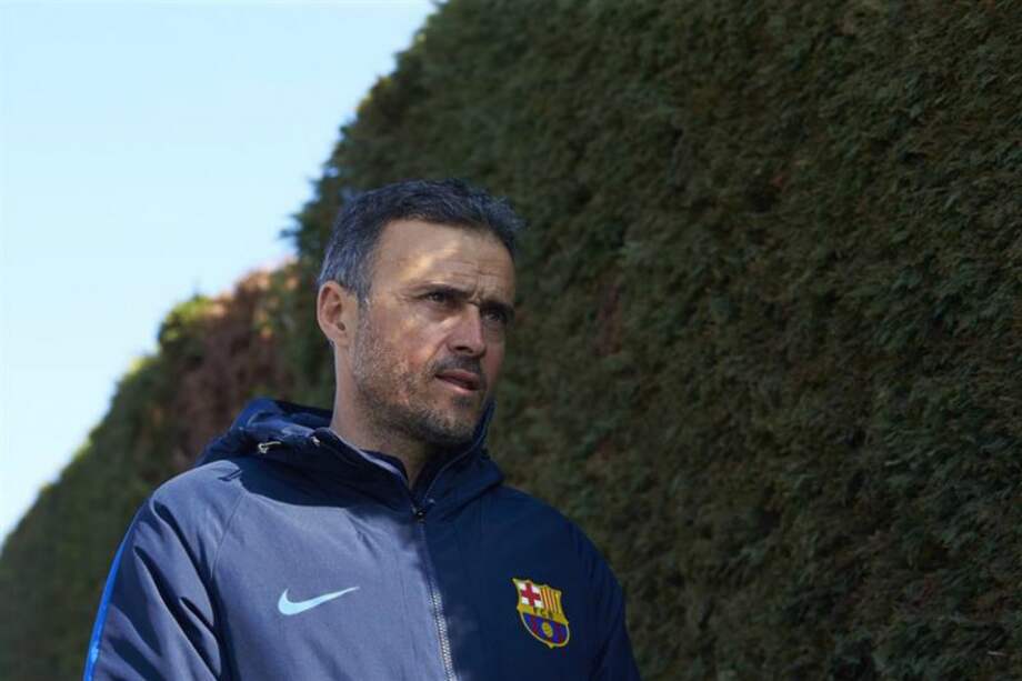 Luis Enrique, entrenador del Fútbol Club Barcelona, tras el entrenamiento de este miércoles. / EFE