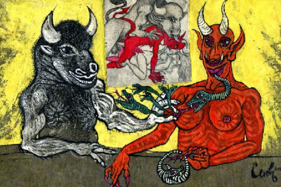 Serie La tangente y la mirada, "Minotauro Rey, técnica mixta", 20'07. / Gilberto Cerón