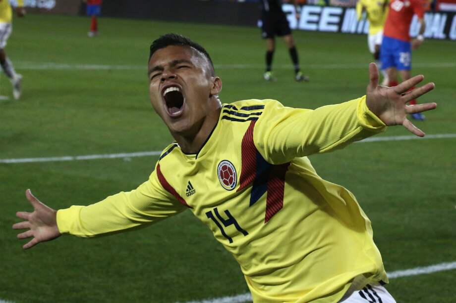 Juan Camilo Hernández fue una e las figuras de Colombia en la última fecha de amistosos. / AFP