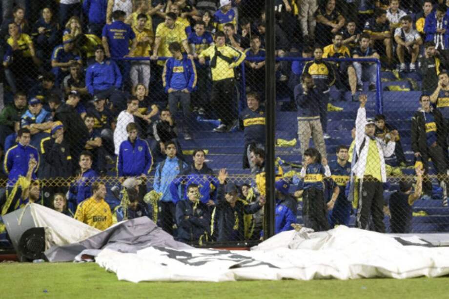 Hinchas de Boca durante el partido de vuelta de los octavos de final de la Copa Libertadores. Foto: EFE