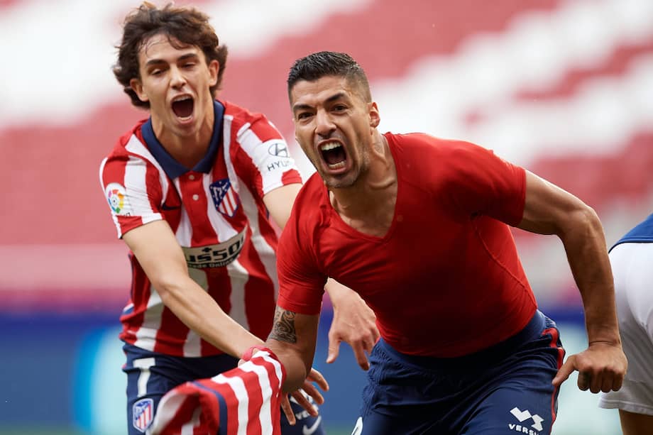 El uruguayo Luis Suárez anotó los goles decisivos que le dieron el título a los colchoneros . /LaLiga