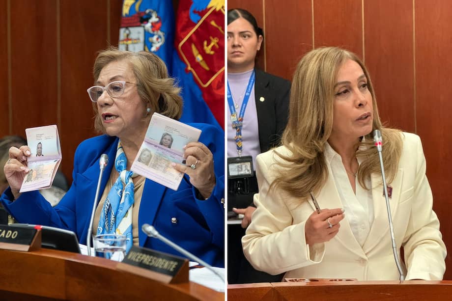 Canciller Rosa Villavicencio y gerente de la Imprenta Nacional, Viviana León.