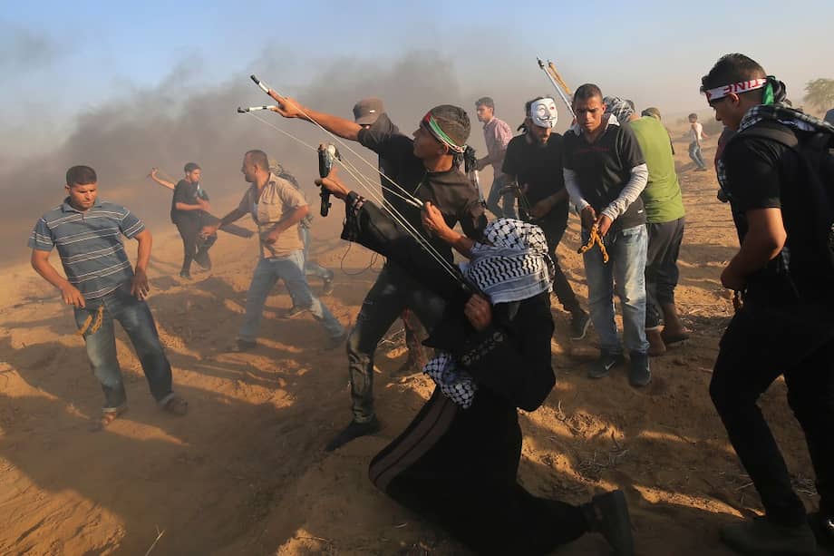 Protestantes palestinos en la Franja de Gaza. / AFP