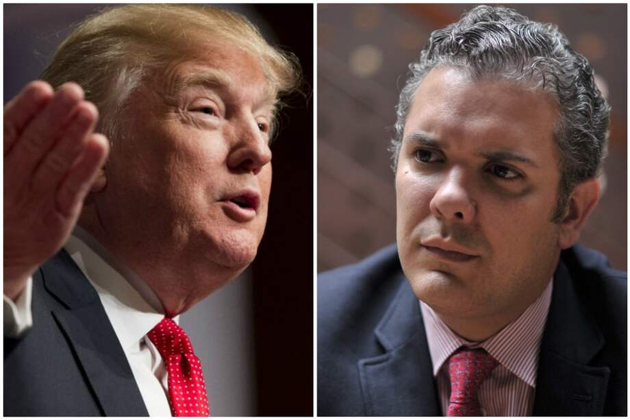 El presidente colombiano, Iván Duque, durante su encuentro con Donald Trump, en el Salón Oval de la Casa Blanca. / AFP