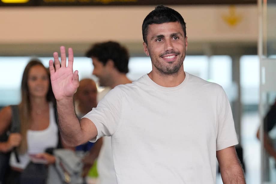 Rodri, en su llegada al aeropuerto a Barcelona.