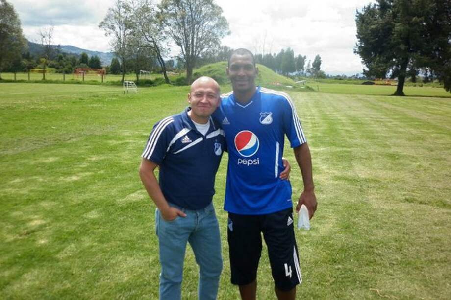 Óscar Iván Rodríguez Mórtigo (i) y José Mera, exjugador de Millonarios. / Archivo particular