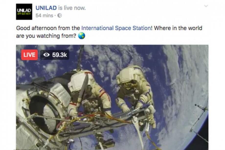 La transmisión en vivo desde el espacio en Facebook es falsa