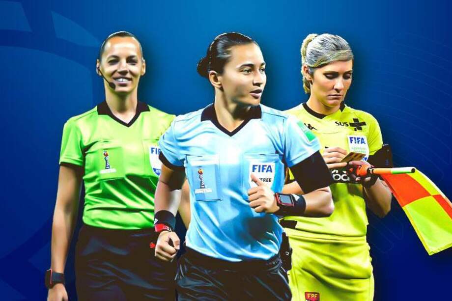 La árbitra brasileña Edina Alves Batista (centro), junto con las asistentes Neusa Back y Mariana de Almeida (der.) dirigirán en el Mundial de Clubes de la Fifa, en Qatar.