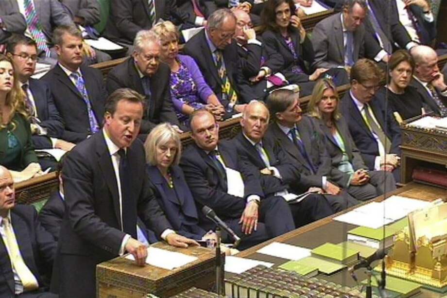 David Cameron durante un debate sobre Siria en la Cámara de los Comunes, en el Parlamento británico.